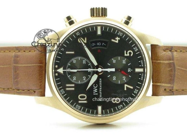 MIROTIME 0321 Youthful Pilot Chrono RG 3878 Gray Dial on Light Brown Leather Strap A 7394